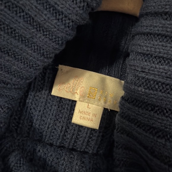 Belle By Kim Gravel Turtleneck Sweater Size L Cobalt Blue Blouson Sleeve - New - Picture 2 of 9